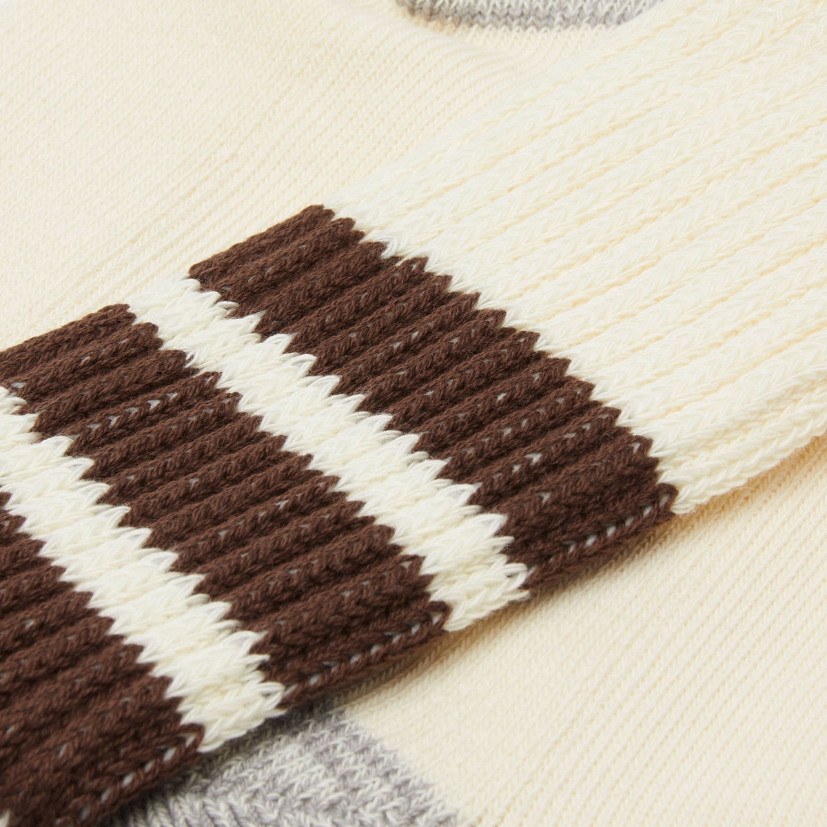 RoToTo Coarse Ribbed Old School Crew Sock in Brown