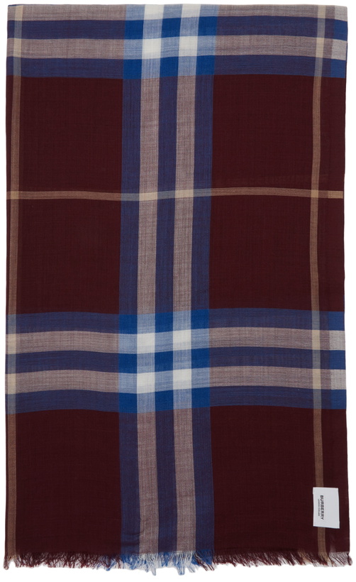 Photo: Burberry Burgundy Wool Silk Check Scarf