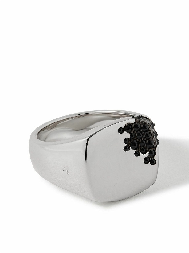 Photo: Tom Wood - Molecule Rhodium-Plated Recycled Silver Cubic Zirconia Signet Ring - Silver