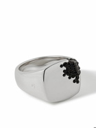 Tom Wood - Molecule Rhodium-Plated Recycled Silver Cubic Zirconia Signet Ring - Silver