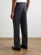 Etro - Straight-Leg Logo-Embroidered Wool-Blend Jacquard Suit Trousers - Gray