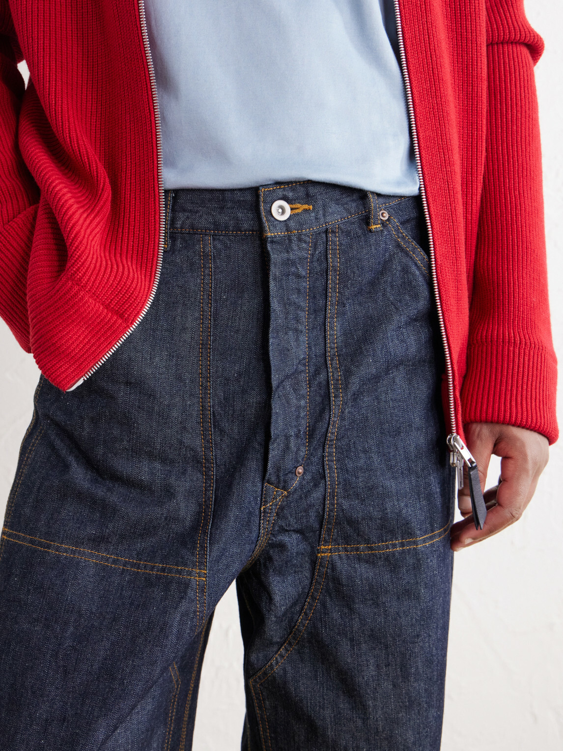 FULLCOUNT - Double-Knee Wide-Leg Jeans - Blue