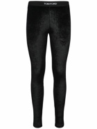 TOM FORD - Logo Stretch Velvet Leggings