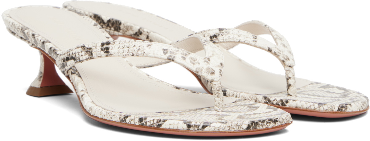 Amina Muaddi Off-White Juliette Thong 45 Heeled Sandals