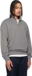 Hugo Gray Cotton Terry Logo-Print Sweatshirt