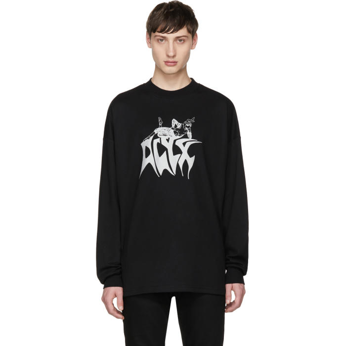 Alyx Black and Silver Long Sleeve Bunny Logo T-Shirt 1017 Alyx Black and Silver Long Sleeve Bunny Logo T-Shirt 1017