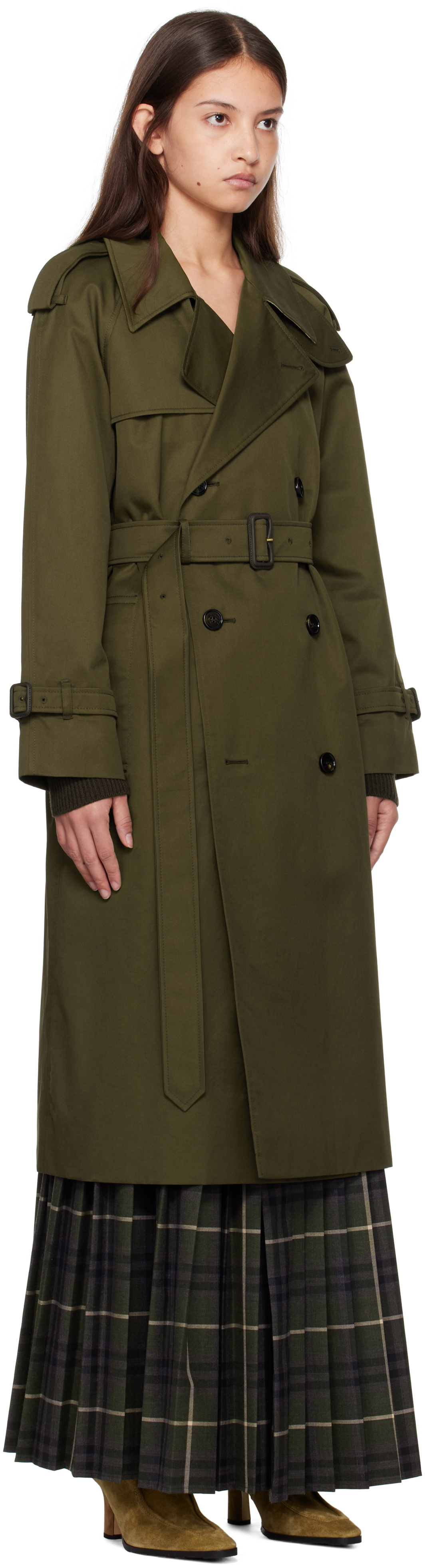 Burberry Khaki Long Castleford Trench Coat Burberry