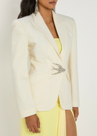 David Koma Crystal-embellished Stretch-wool Blazer Off White