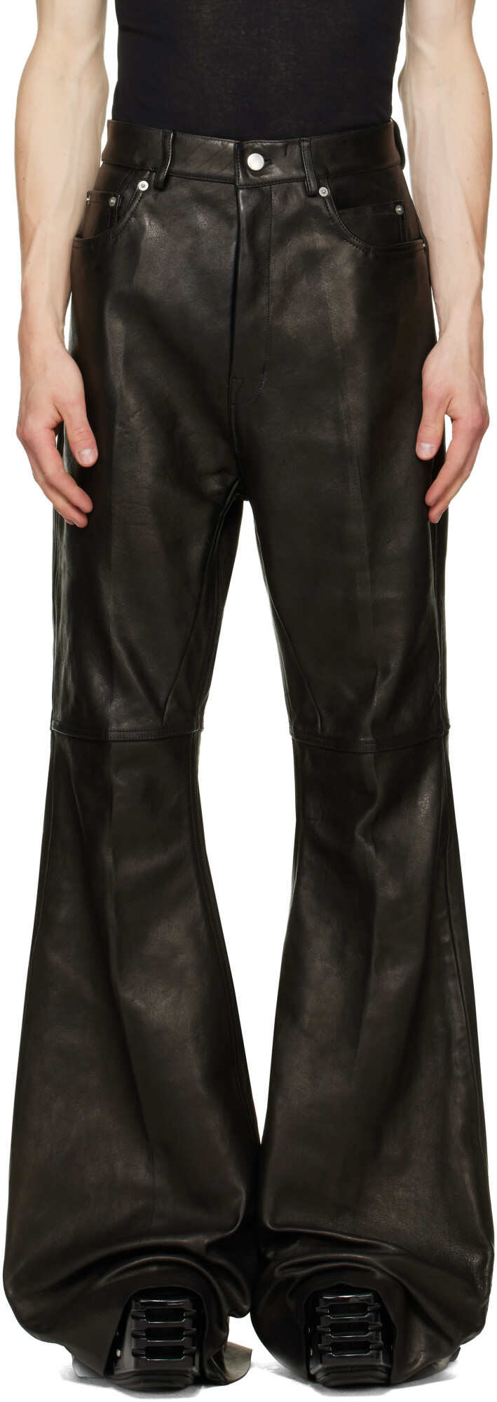 Rick Owens Black Tower Bolan Bootcut Leather Pants