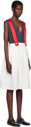 Comme des Garçons Girl White & Red Gabardine & Satin Midi Skirt