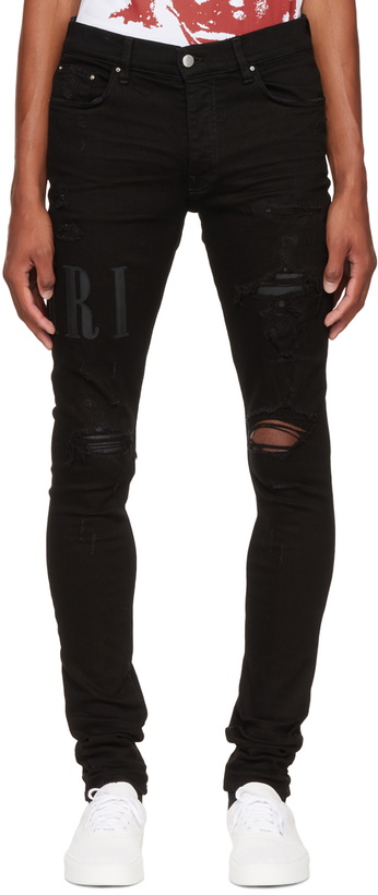 Photo: AMIRI Black Leather Core Jeans