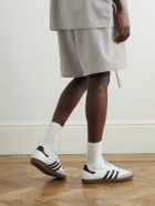 FEAR OF GOD ESSENTIALS - Wide-Leg Logo-Print Cotton-Blend Jersey Drawstring Shorts - Gray