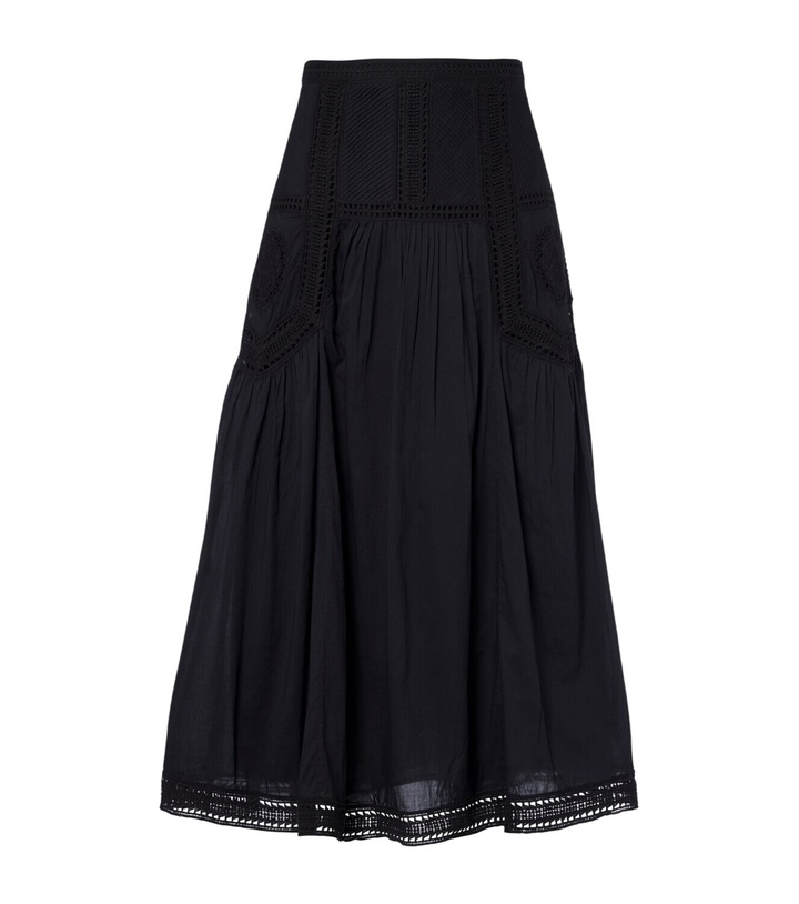 Photo: Ulla Johnson Alice embroidered tiered cotton midi skirt