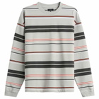 BEAMS Men's Multi Stripe Long Sleeve T-Shirt in Light Grey