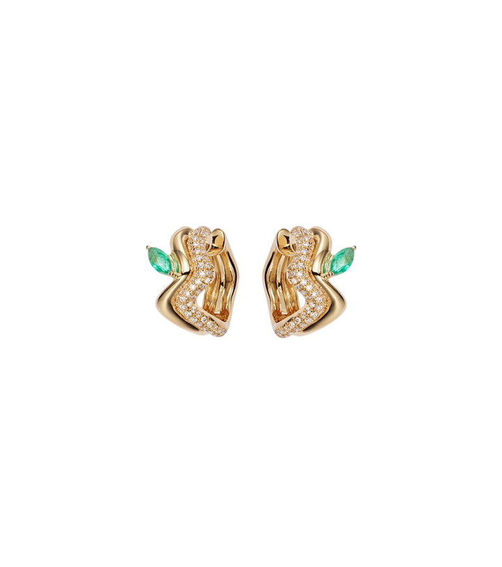 Photo: Shay Jewelry 18kt gold (750/1000) earrings with diamonds and emeralds