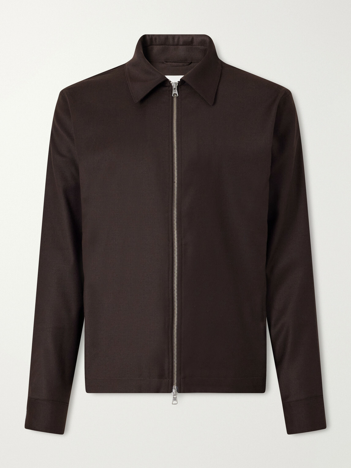 NN07 - Alban 10052 Brushed Wool-Blend Flannel Blouson - Brown