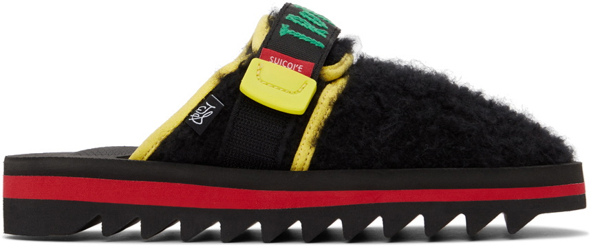 The Elder Statesman Black Suicoke Edition Dyed Zavo Slippers The