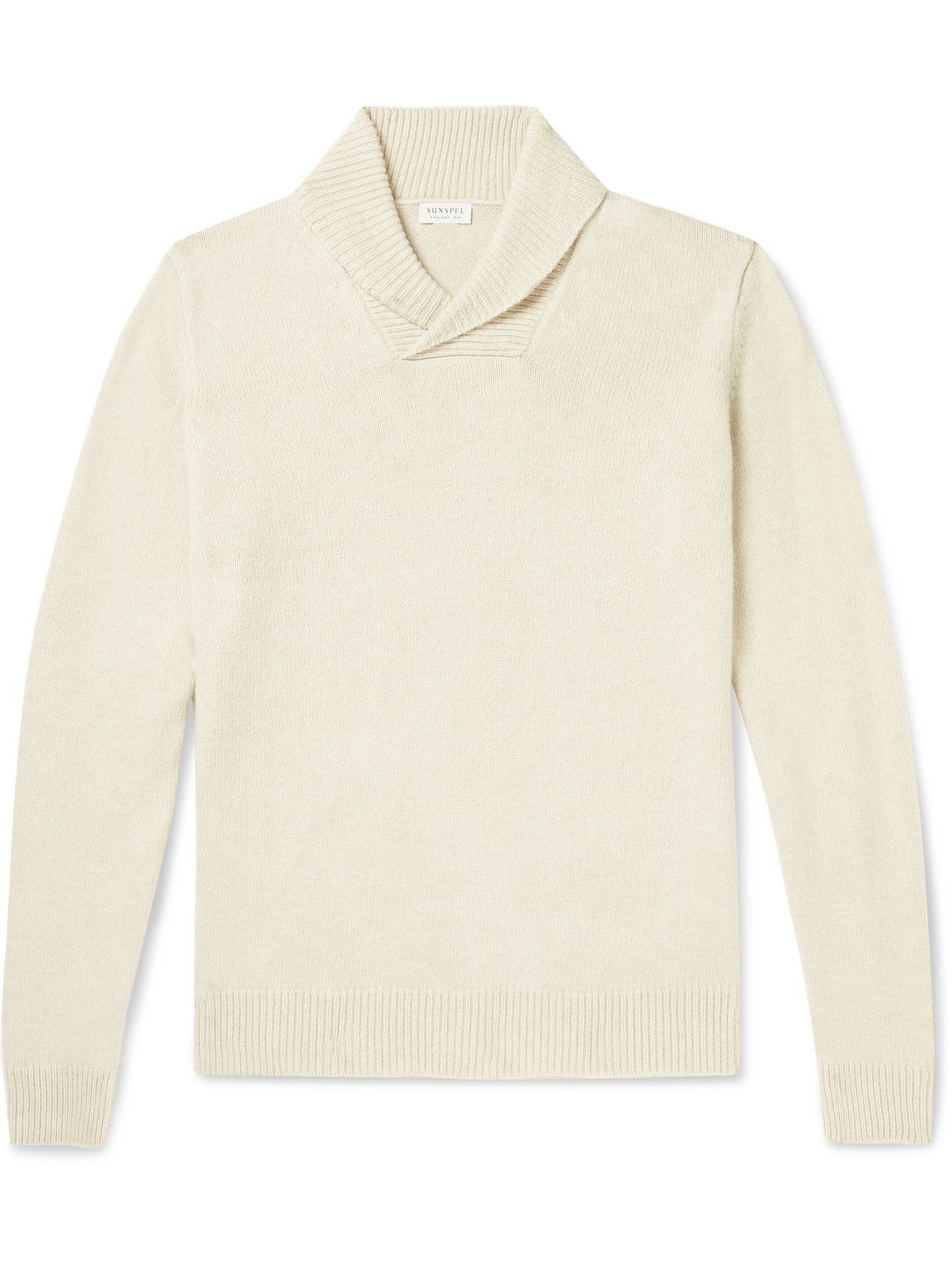 Photo: Sunspel - Shawl-Collar Merino Wool and Cashmere-Blend Sweater - White
