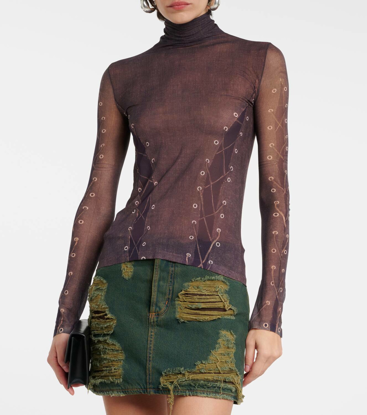 Acne Studios Trompe l'œil printed turtleneck top Acne Studios