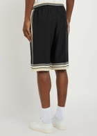 Dolce & Gabbana Striped Logo-jacquard Silk Shorts Black