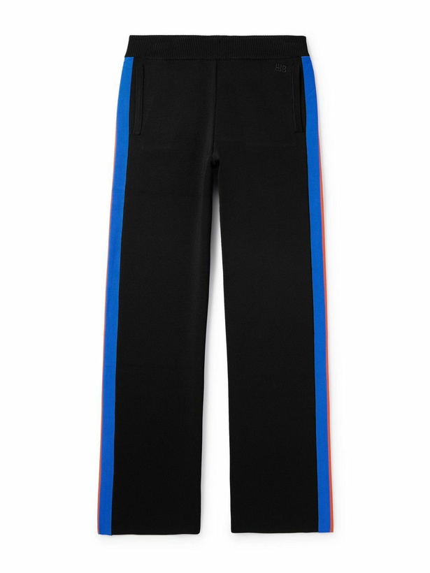 Photo: Wales Bonner - Tide Straight-Leg Striped Knitted Track Pants - Black