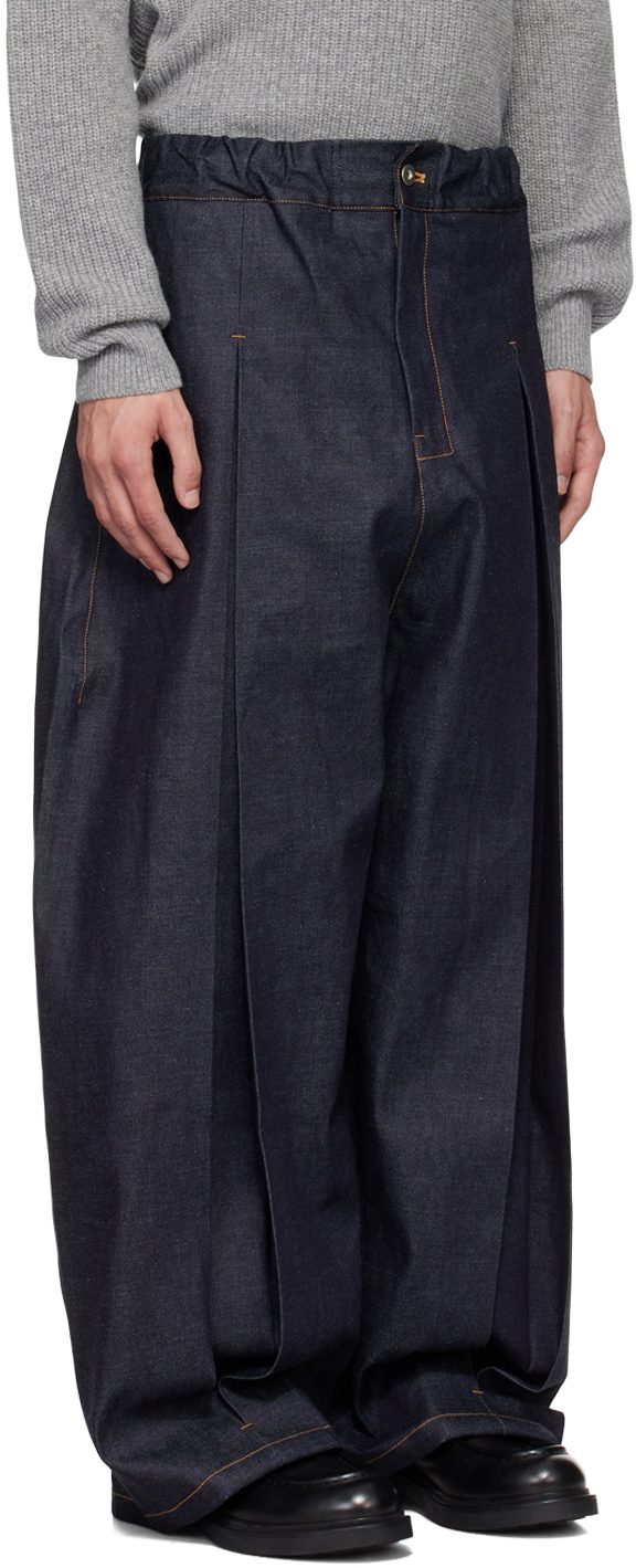 パンツ SAGE NATION - BOX PLEAT TROUSER DENIM SAGE NATION / Denim Raw Box Pleat Trousers – Tree and Branch