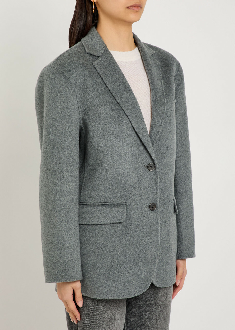 Anine Bing Quinn Wool and Cashmere-blend Blazer Grey