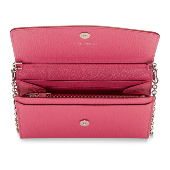 小物 DOLCE&GABBANA walletchain archive Dolce and Gabbana Pink Crystal Logo Wallet Chain Bag Dolce & Gabbana