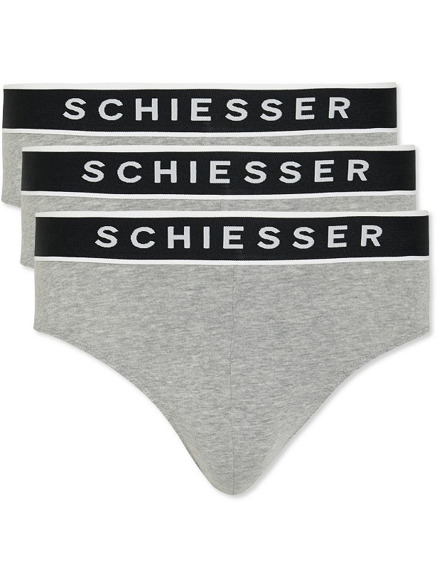 Photo: Schiesser - Rio Three-Pack Stretch-Cotton Briefs - Gray