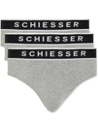 Schiesser - Rio Three-Pack Stretch-Cotton Briefs - Gray