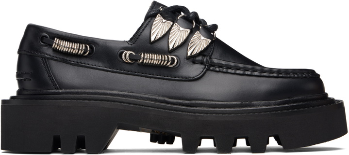 Photo: Toga Pulla Black Lace Up Hoop Detail Boat Shoes
