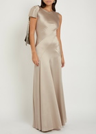 Maison Margiela Bow-appliquéd Satin Gown Cream