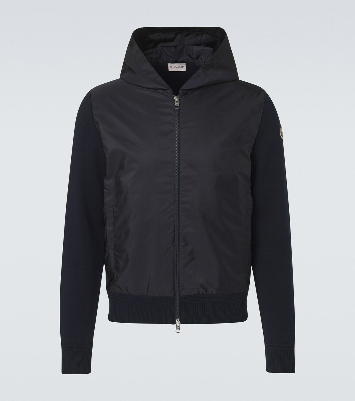 Moncler Tricot hooded cotton-blend jacket