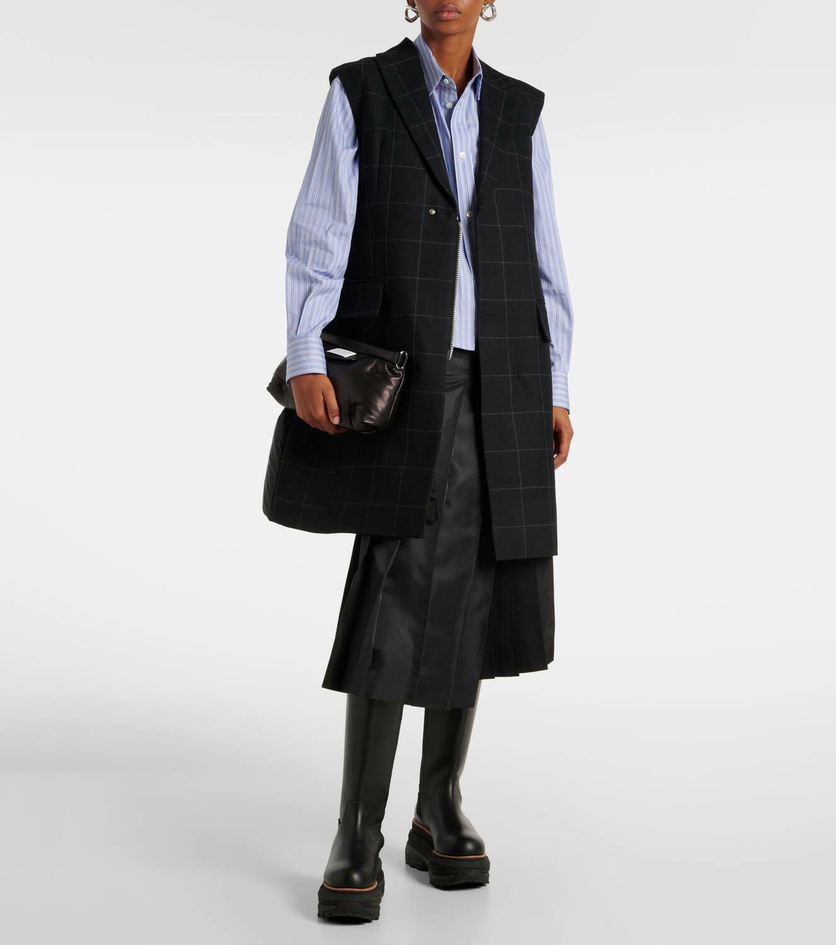 Sacai Checked down-paneled wool vest Sacai