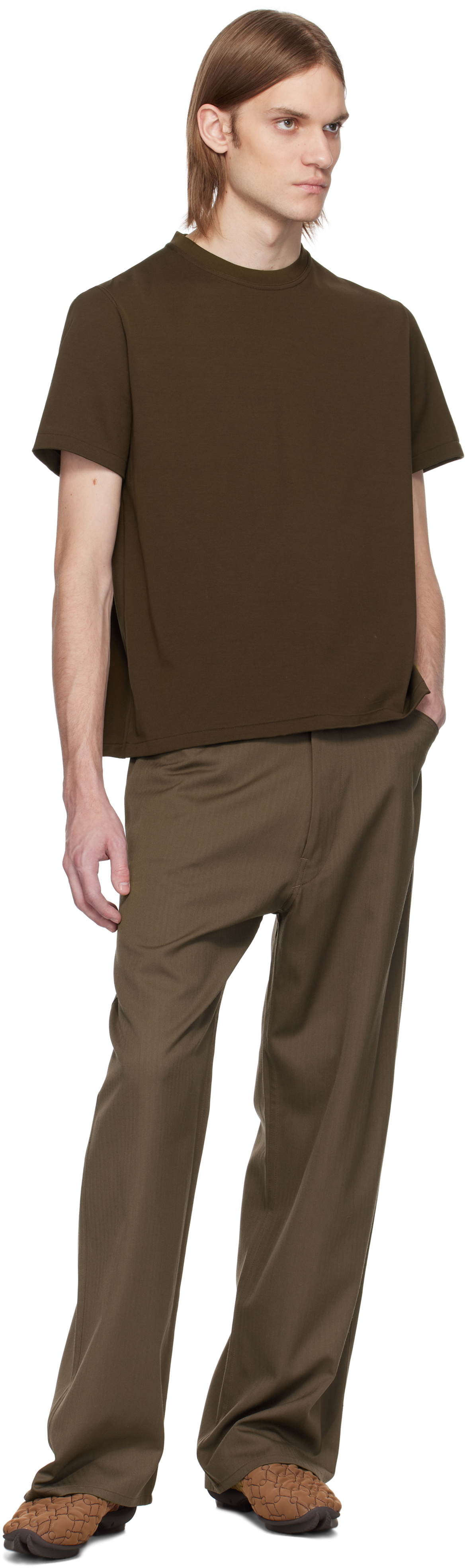 Omar Afridi Brown Wool Herringbone Trousers Omar Afridi