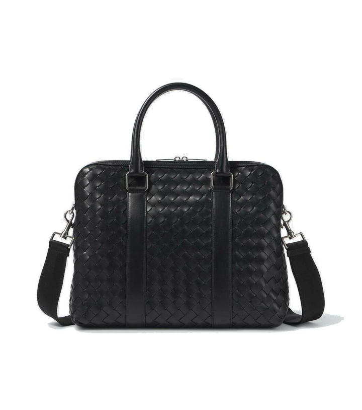 Photo: Bottega Veneta Slim Intrecciato leather briefcase