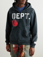 Gallery Dept. - Appliquéd Logo-Print Cotton-Jersey Zip-Up Hoodie - Gray
