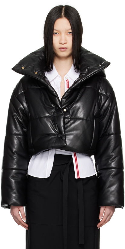 Photo: Nanushka Black Aveline Vegan Leather Puffer Jacket