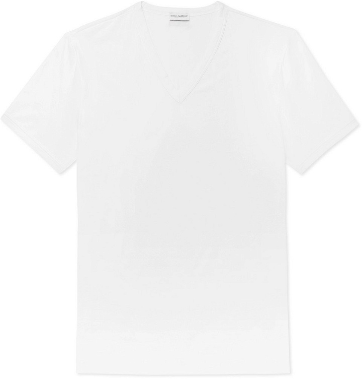 Photo: Dolce & Gabbana - Stretch-Cotton Jersey T-shirt - White