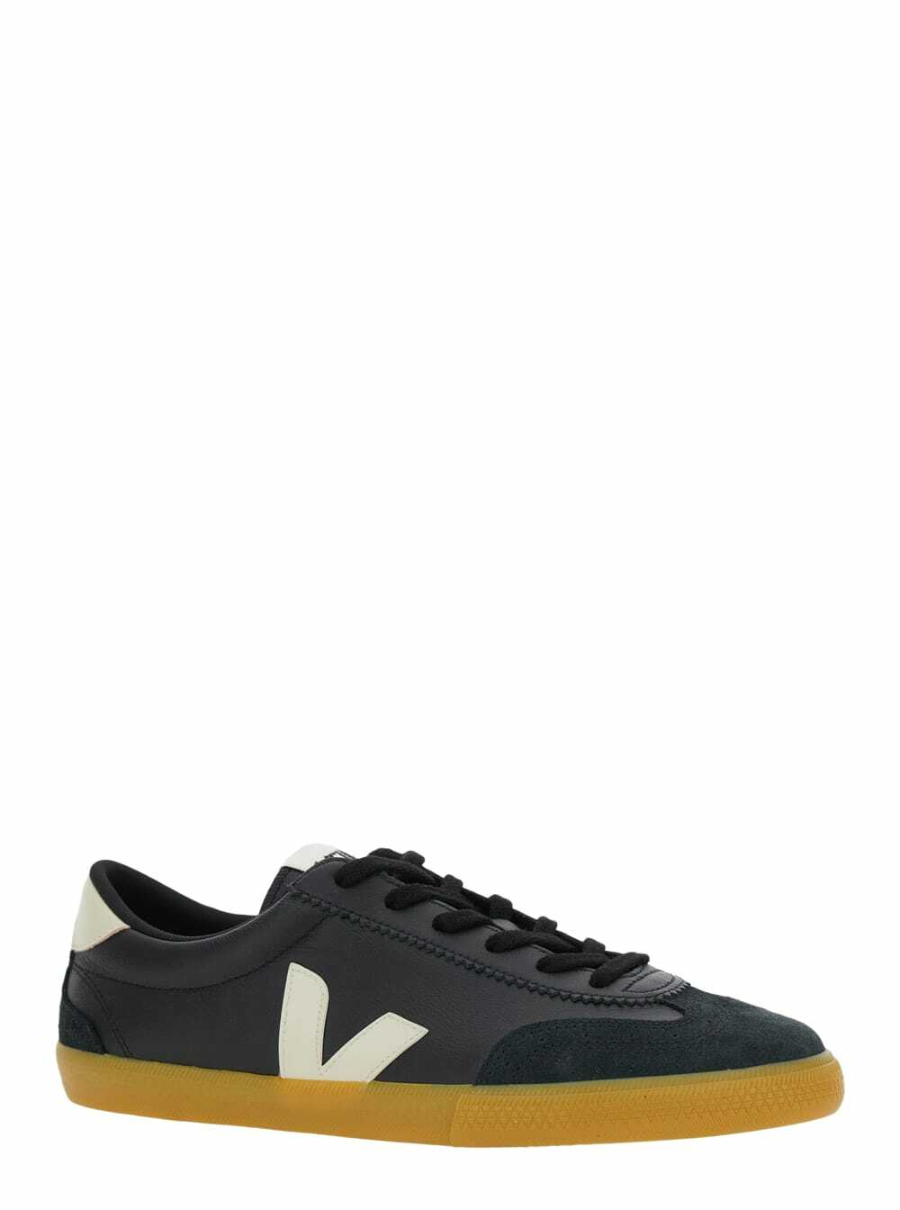 Veja volley Black Sneakers With Side Logo And Lettering Logo On The Heel In Organic Cotton Unisex