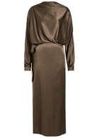 Staud Phoebe Draped Stretch-silk Dress Taupe