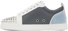 Christian Louboutin Blue & Gray Louis Junior Spikes Sneakers