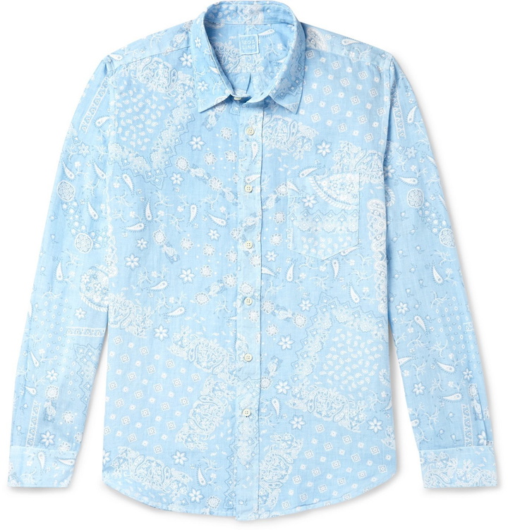 Photo: 120% - Paisley-Print Linen Shirt - Blue