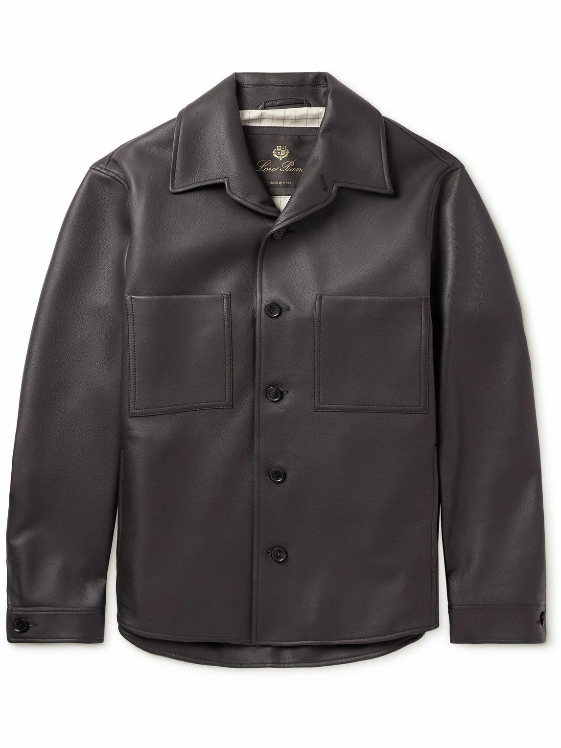 Loro Piana - Evandro Full Grain Leather Overshirt - Brown