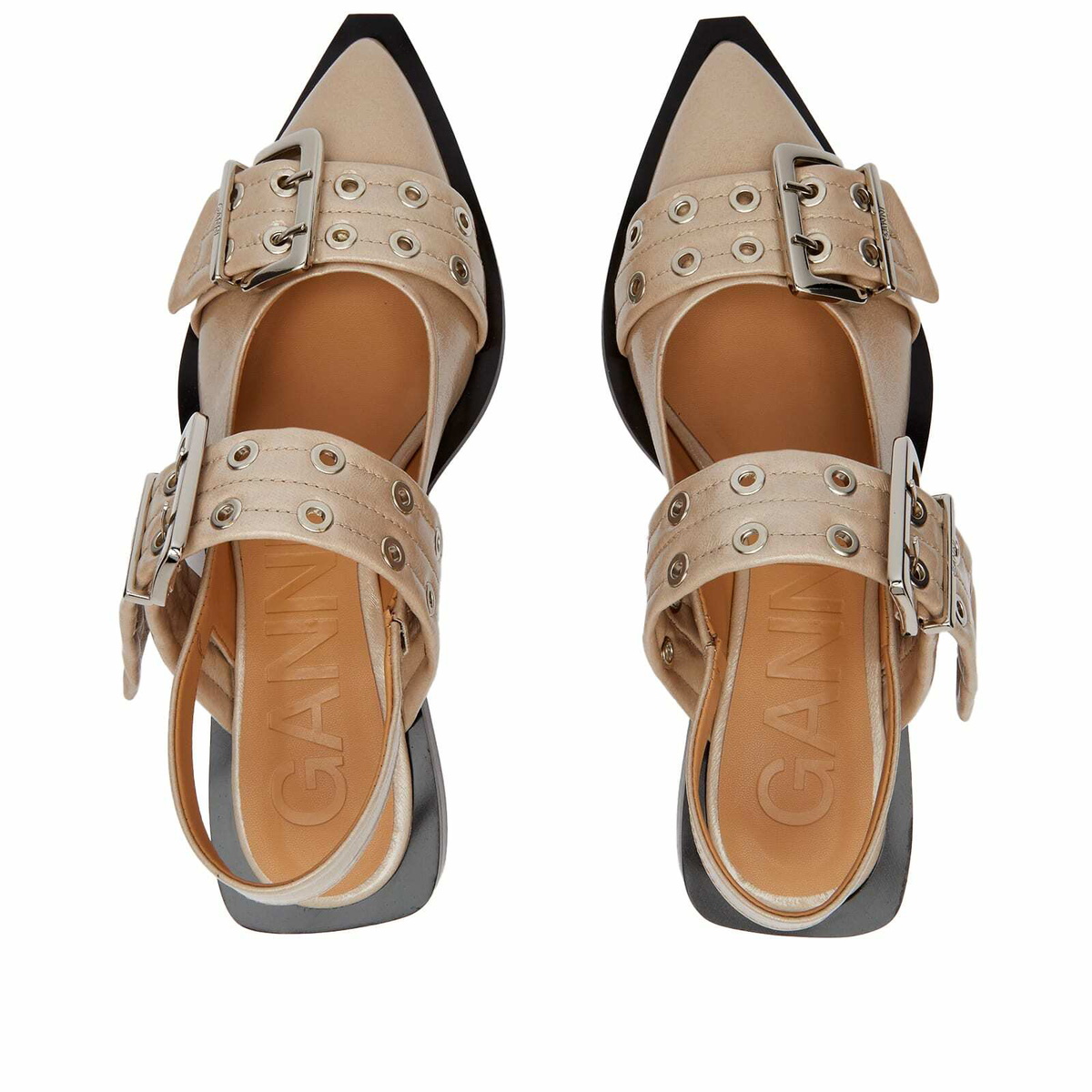 GANNI Women's Ballerina Naplack in Taupe GANNI