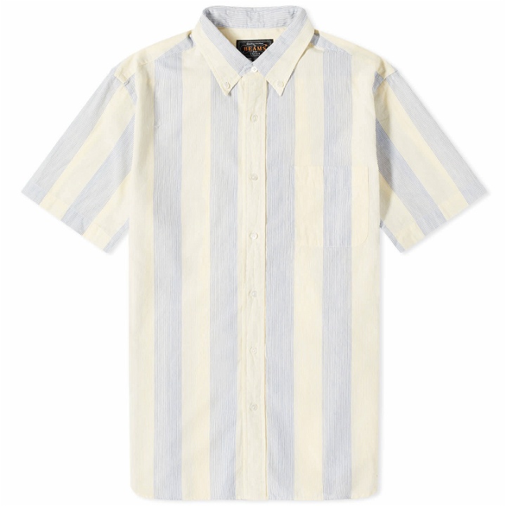 Photo: Beams Plus Men's BD Short Sleeve Shadow Stripe Shirt in Yellow