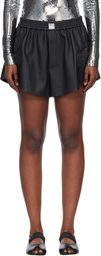 MM6 Maison Margiela Black Logo Patch Faux-Leather Shorts