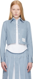 Thom Browne Blue Classic Cropped Long Sleeve Denim Shirt