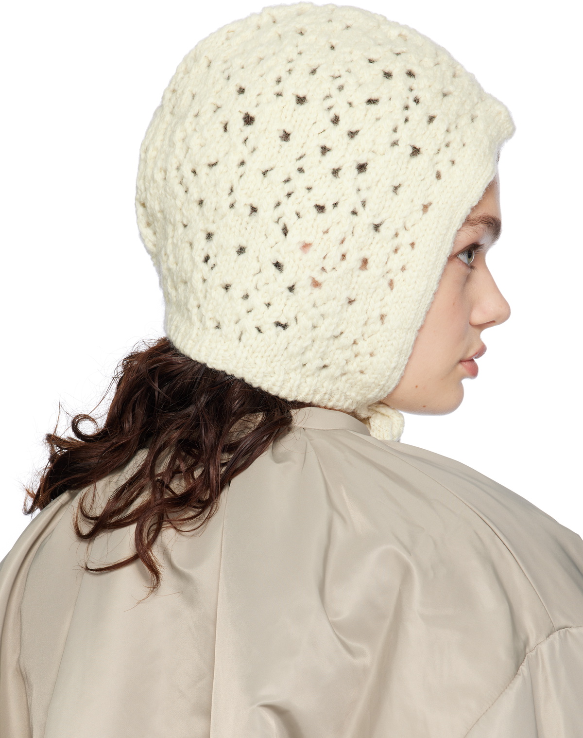 【AMOMENTO】24fw CROCHET KNIT BONNET AMOMENTO Off-White Crochet Knit Bonnet AMOMENTO