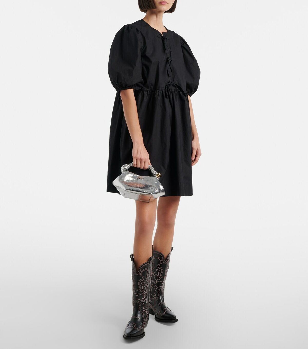 Ganni Mid Shaft embroidered cowboy boots